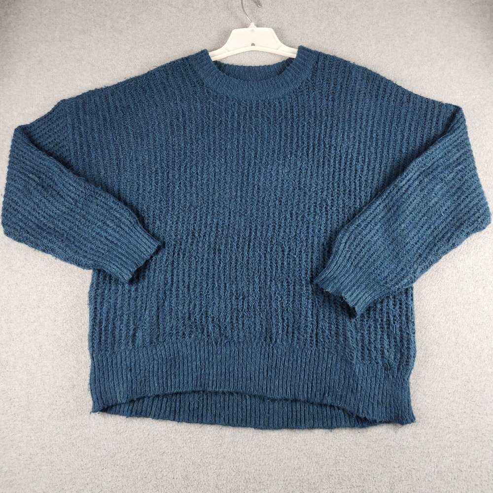 Sonoma Sweater Womens XXL Teal Blue Chunky Knit Oversized Crew Neck Pullover